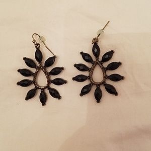 Black Drop Earings Tear Drop Shape